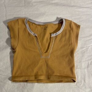 Urban Outfitters Mustard Yellow Gold Ribbed Crop Top Stretchy Medium/Large